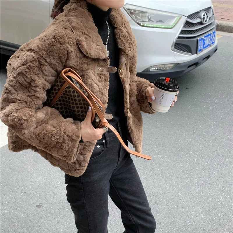 

2020 New woman jacket Solid Elegant Lambswool winter jacket women Padded Coat Thick Warm Loose Casual Jacket Female Outwear Tops