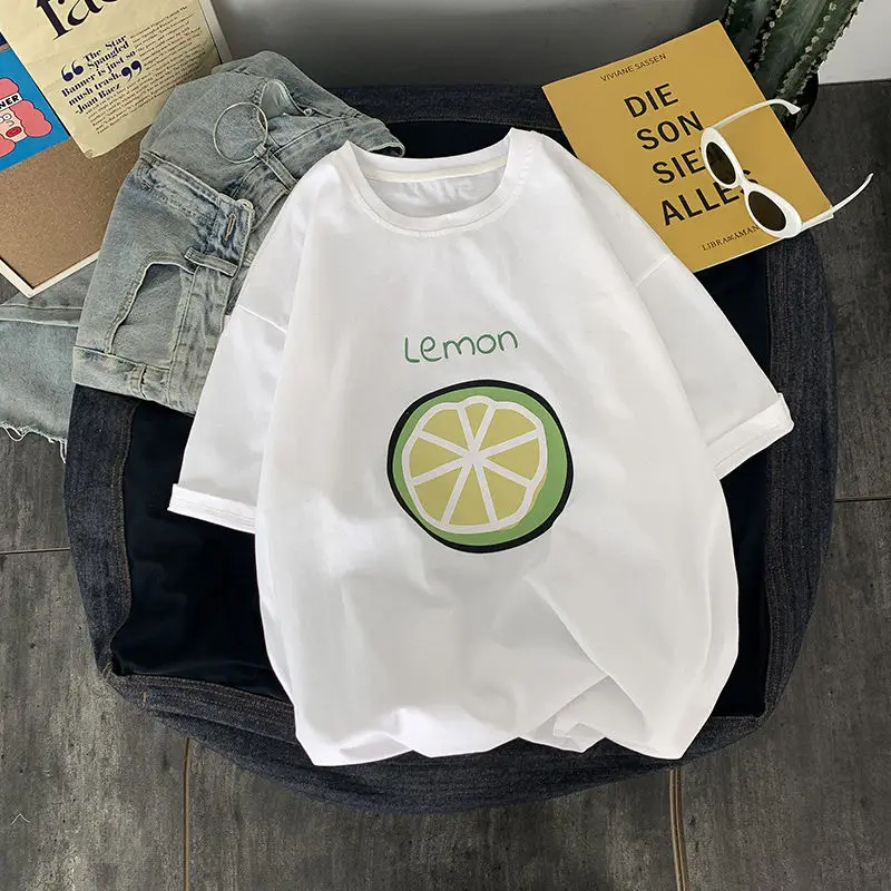 2020 Summer And Autumn New Korean Couple Loose Fresh Fruit Cartoon Printed Cotton Thin Casual T-shirt Large Size M-2XL | Мужская одежда