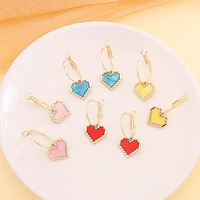 new ins simple colorful heart dangle earrings retro personality color love heart earrings for women girls fashion jewelry