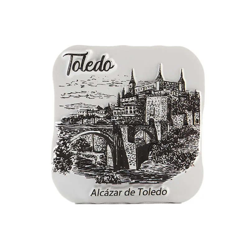 

2020 Creative Spain Travel Souvenir Magnetic Refrigerator Toledo Handmade Painted 3D Resin Fridge Magnet for Kitchen Decoration