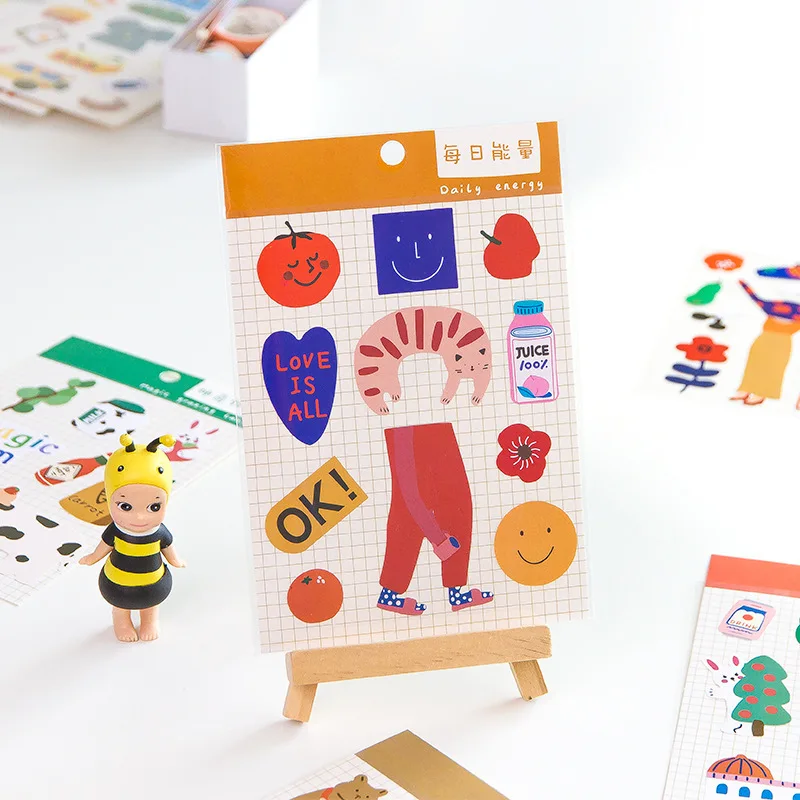 Mohamm 1 лист Kawaii Стикеры для книг Скрапбукинг DIY Note ПВХ наклейки хлопья стационарные