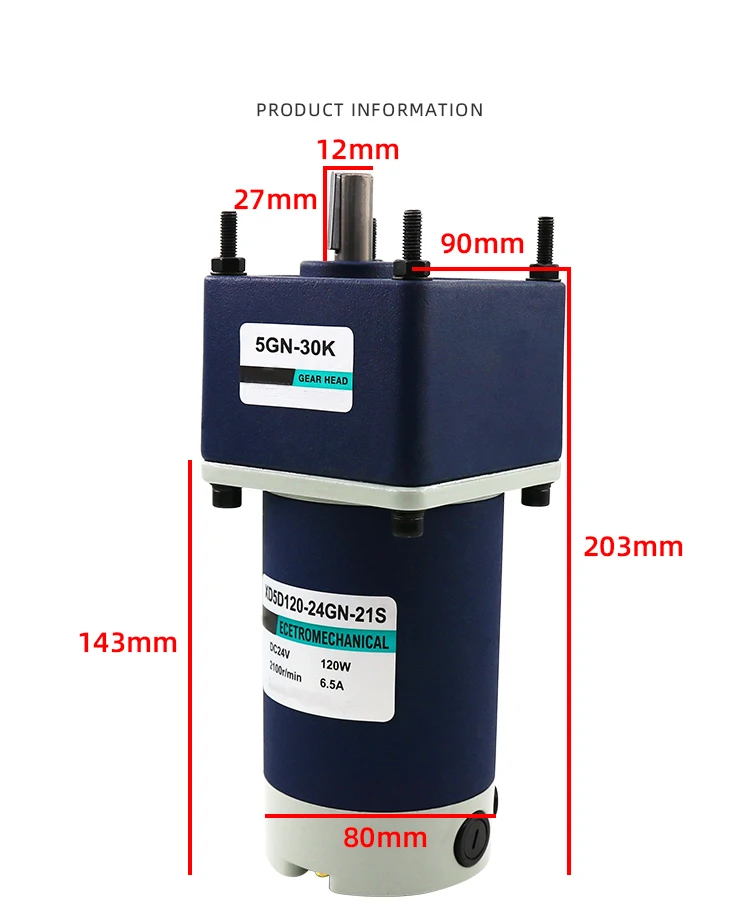

120W High Power MAX 242.88KG.CM High Torque Permanent Magnet DC Gear Motor