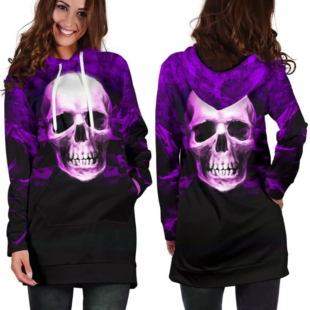 

Hoodies Women Spring Autumn Halloween Style Skull Print Hooded Pocket -Neck Long Sleeve Sweatshirts Woman Clothing Loose Tops