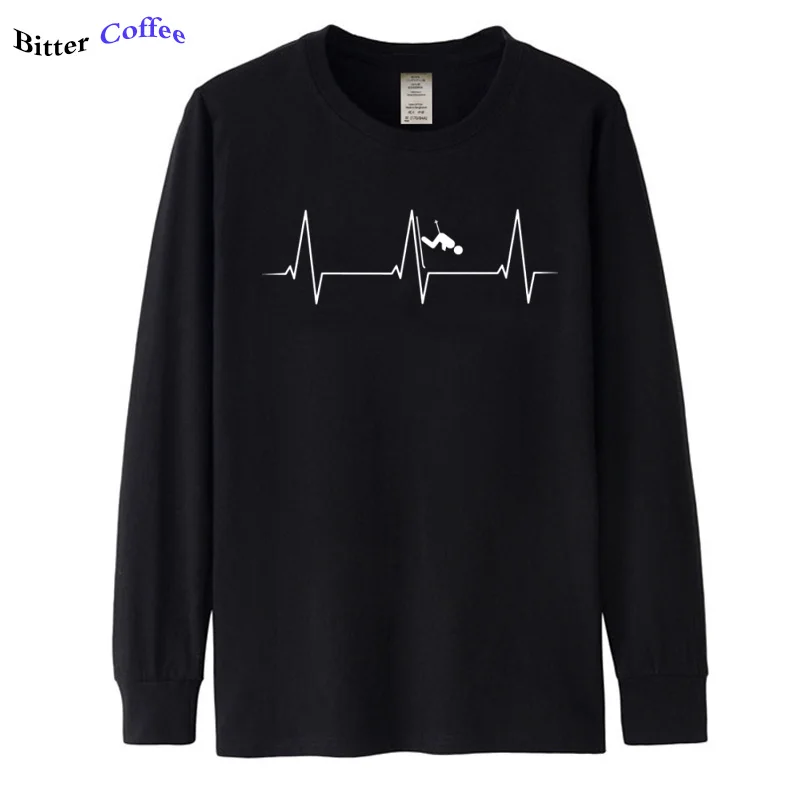 Осенняя популярная новинка футболка для катания на лыжах с принтом сердцебиения