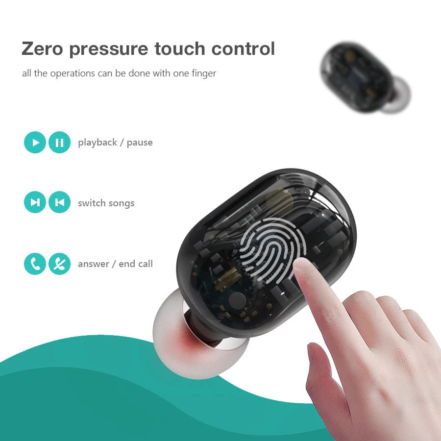 CBAOOO J15 TWS Mini V5.0 Bluetooth наушники сенсорная беспроводная гарнитура 6D стерео звук вкладыши двойной микрофон наушники водонепроницаемые