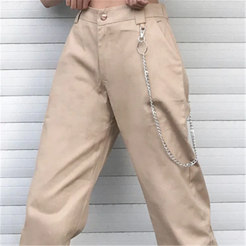 

Spring Women Cargo Pants Casual Joggers High Waist Harem Pants Fashion Chain Loose Female Long Trousers Streetwear Pants Capri