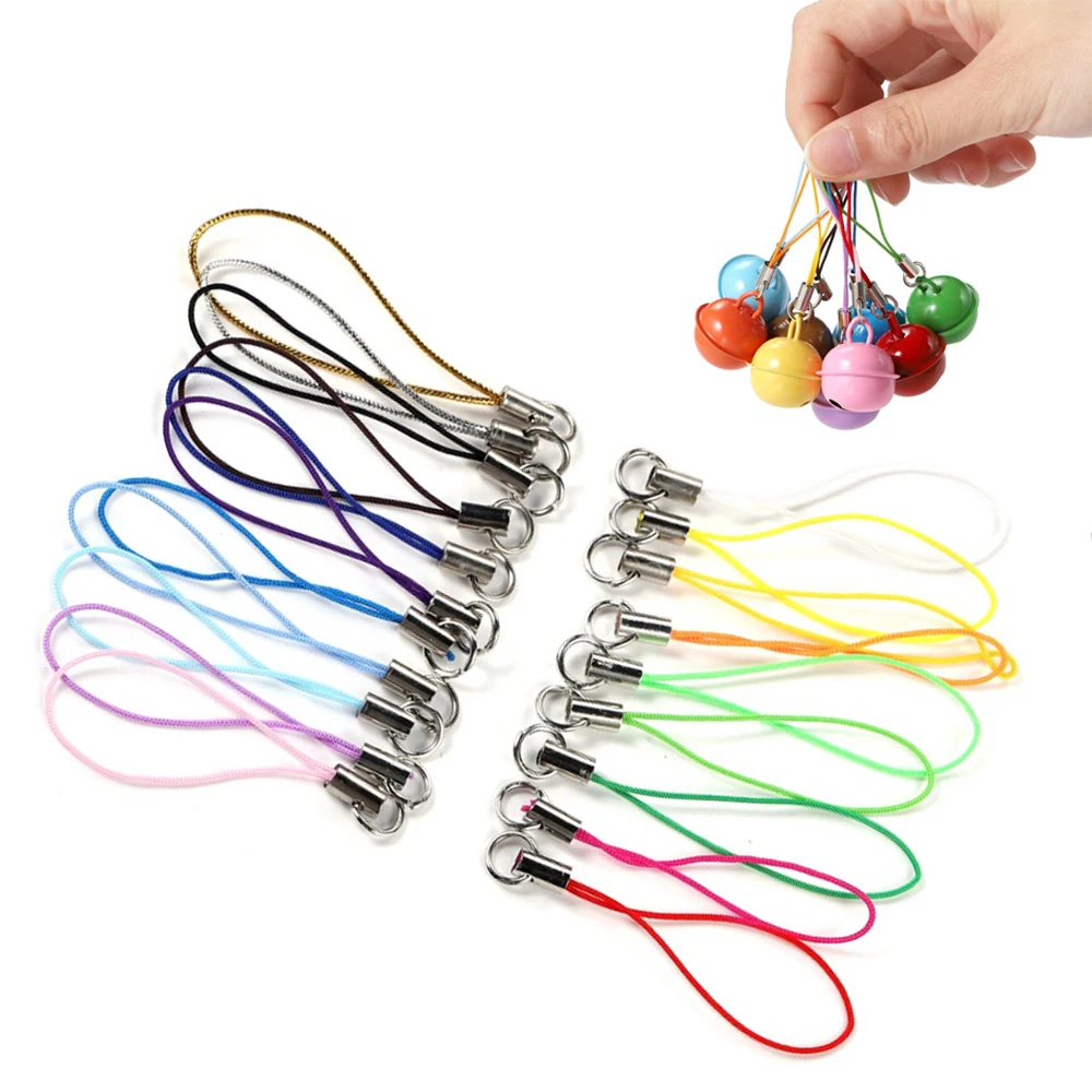 20Pcs/Pack Polyester Single Ring Lanyard Christmas Bell Keychain Rope For Mobile Phone USB Flash Drive Charm Keyring Accessories - купить по