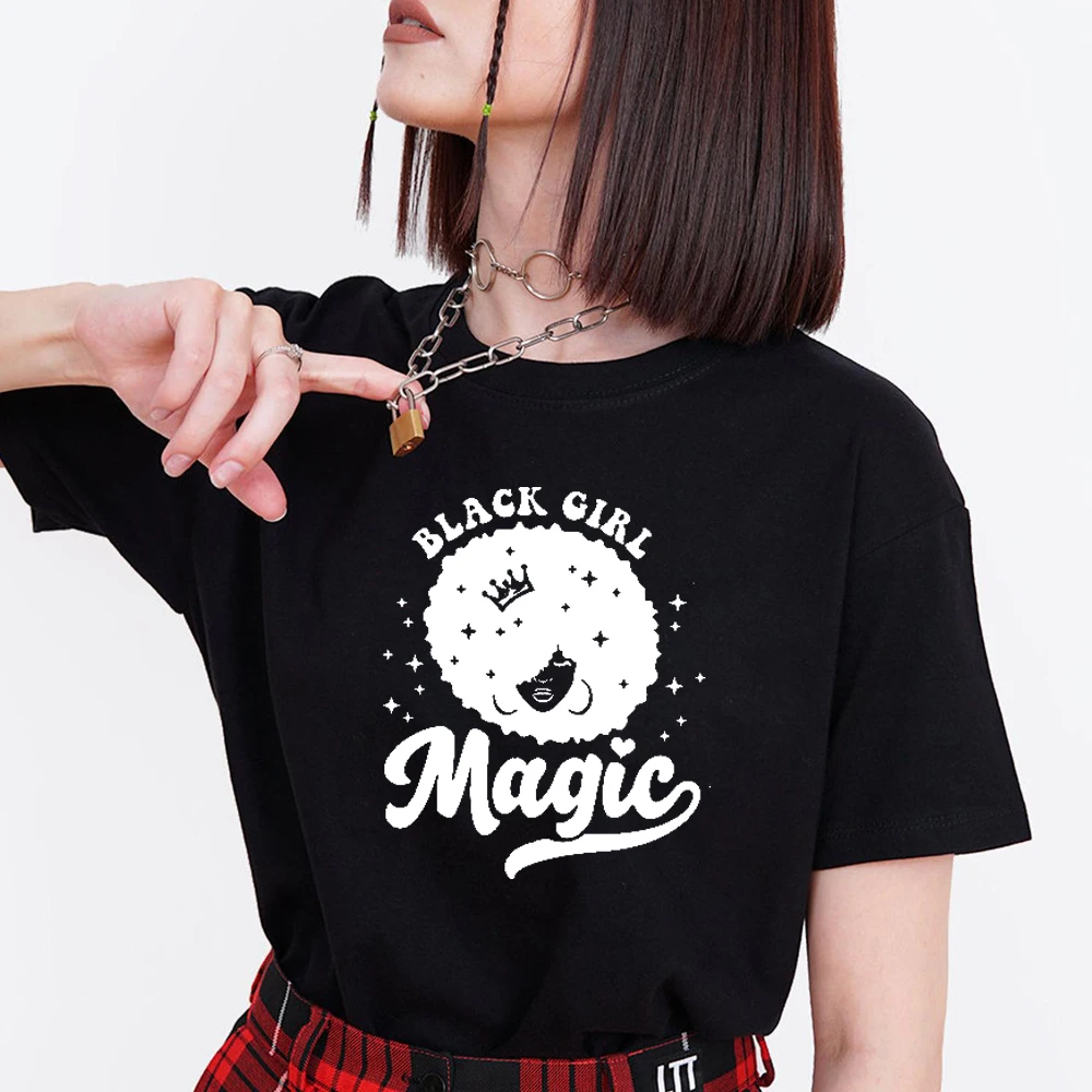 

Black Girl Magic Letters Printed Women T-shirts Summer Fashion Short Sleeve Top for Woman Feminist Graphic Tee Girl Power Shirt
