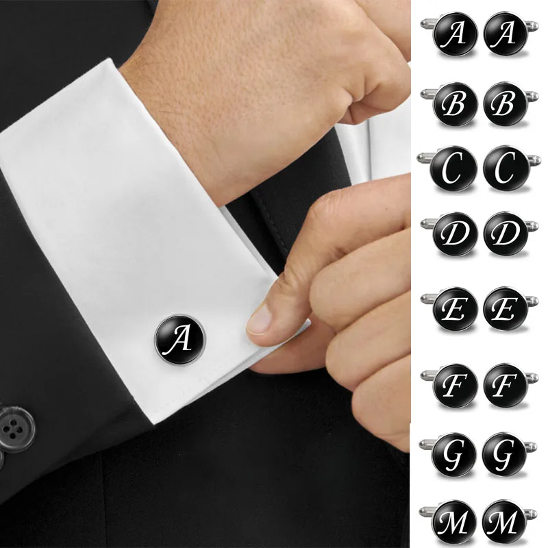 Мужские запонки 1 пара мода A Z Алфавит серебристый цвет буквы пуговица для мужчин