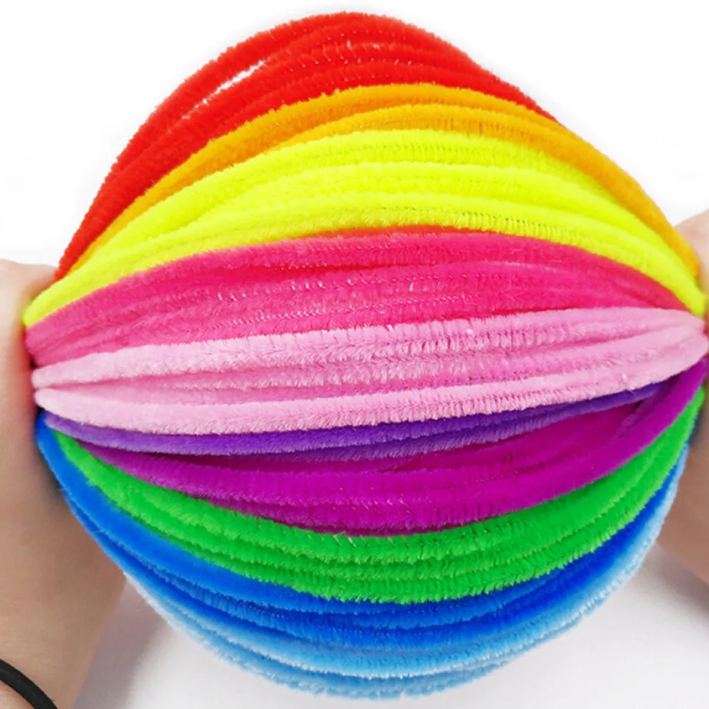 

200pcs Colorful Plush Stick Pipe Cleaners 30cm Cotton Swab Diy Pipe Cleaners For Children Valentine Craft Diy Art Manualidades