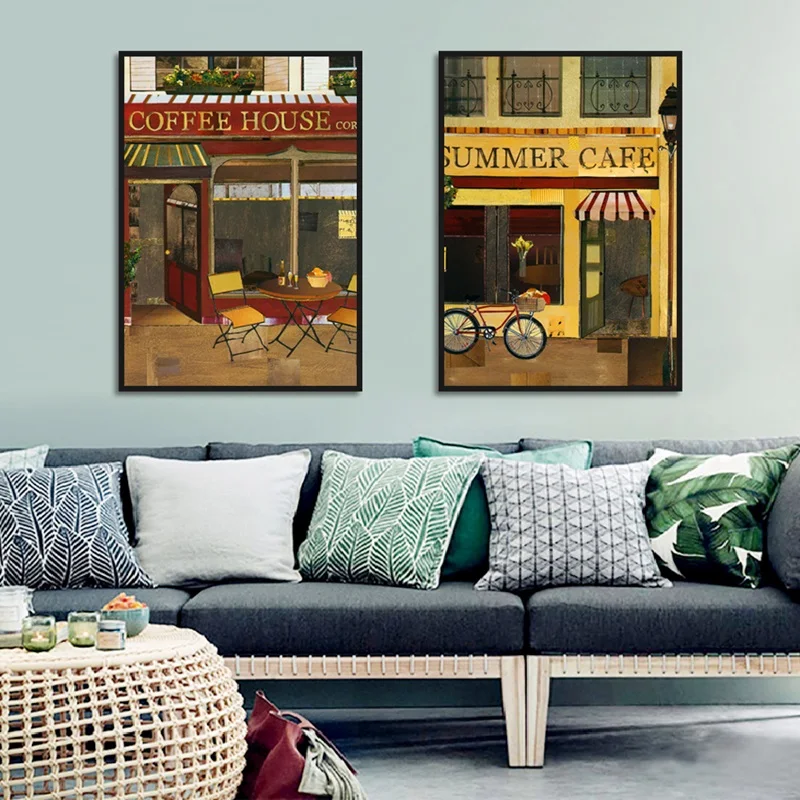 Скандинавская искусственная картина маслом абстрактная архитектура кафе пейзаж