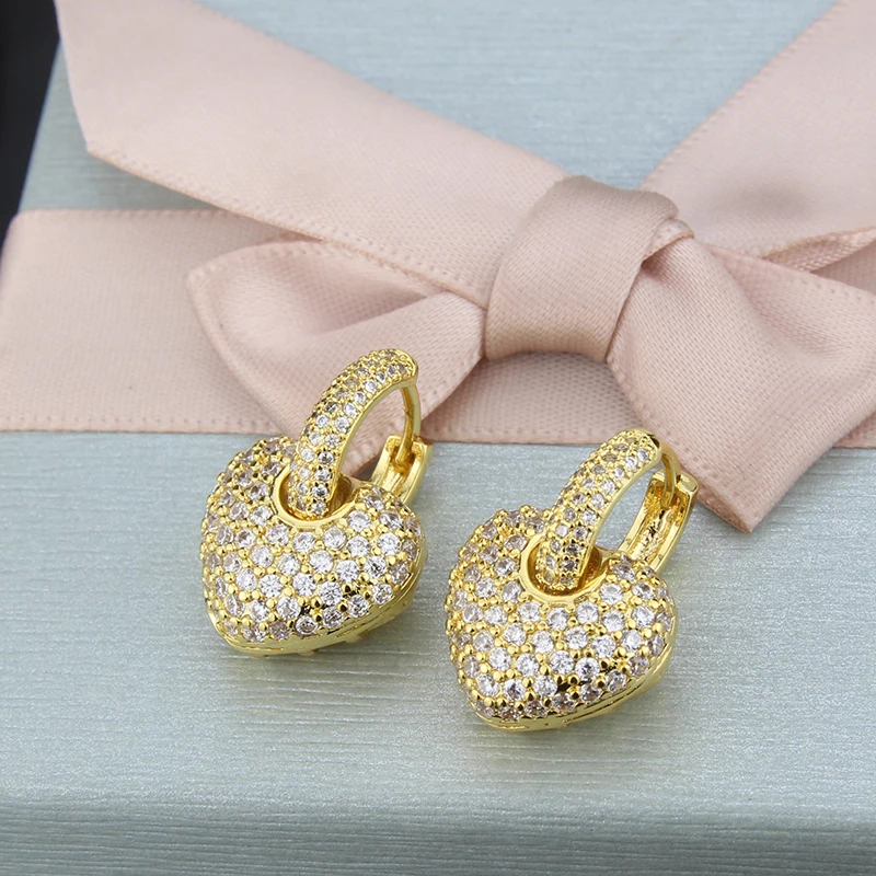 SUNSLL золотые медные разноцветные Серьги капли с кубическим цирконием и сердечком