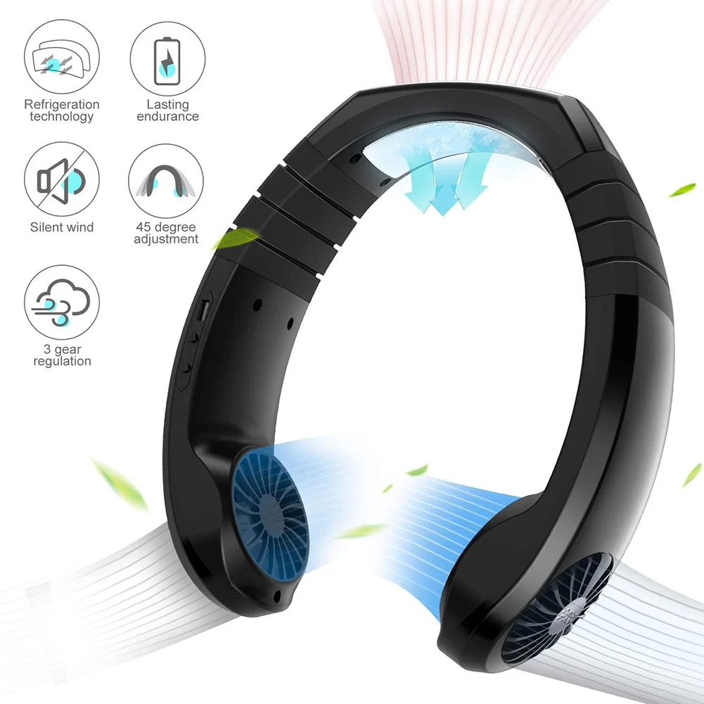 

Mini Neck Fan Portable Bladeless USB Rechargeable Mute Sports Fans for Outdoor Ventilador Portable Smart Dual Cooling Fan