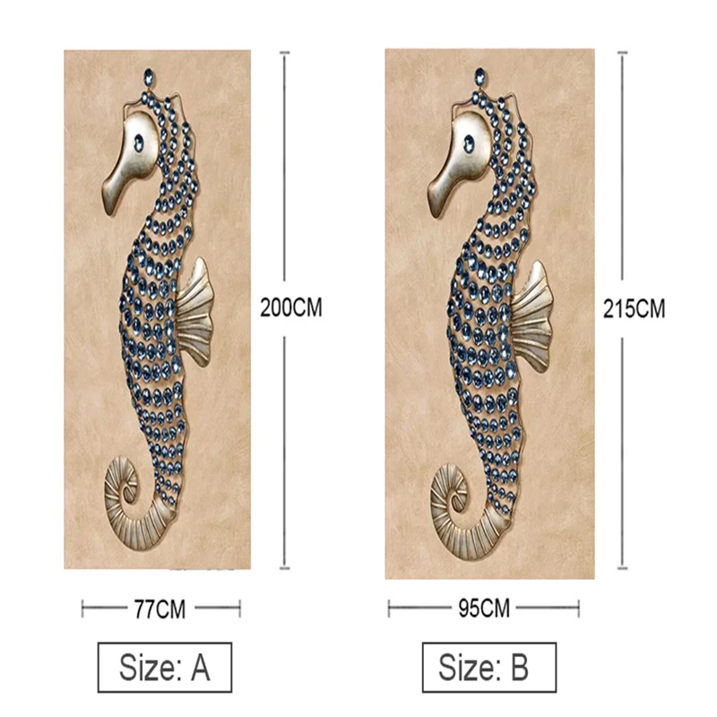 3D наклейка на дверь ПВХ Самоклеящиеся стерео украшения морская лошадь обои