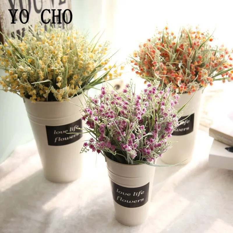 

YO CHO Artificial Flower Plastic Bellflower Grass Mini Twigs Fake Plants Flower Arrangement Wedding Wall Home Party Decorations