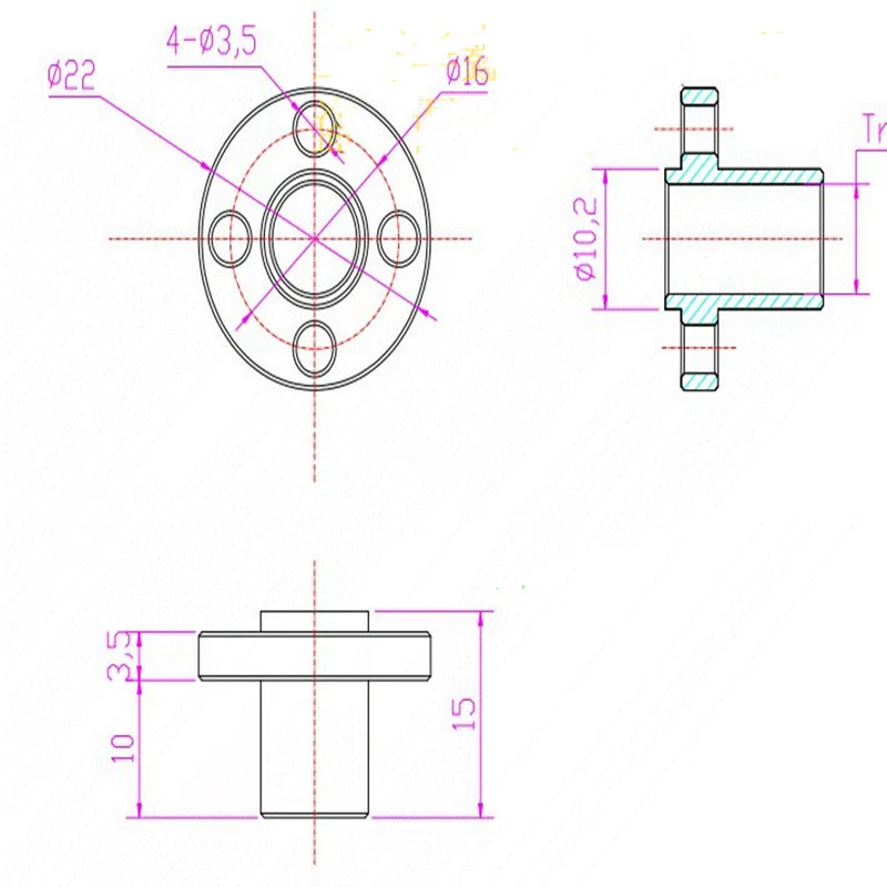 Свинцовый винт T8 для 3D принтера ранцевая трапециевидная штанга длина 100 мм 150 200 с