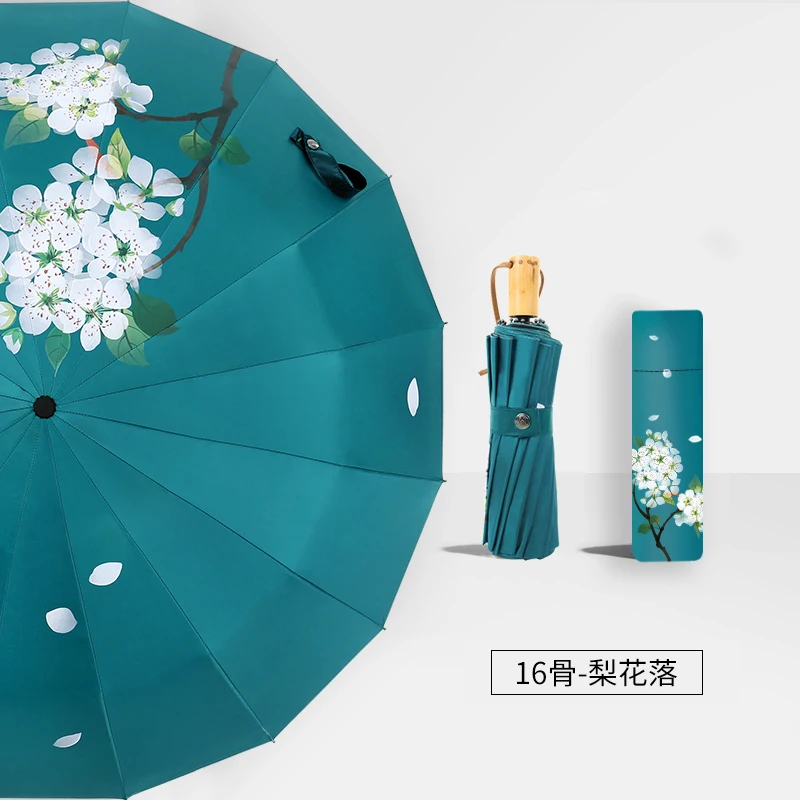 Складной женский ветрозащитный винтажный Зонт с черным покрытием зонт для