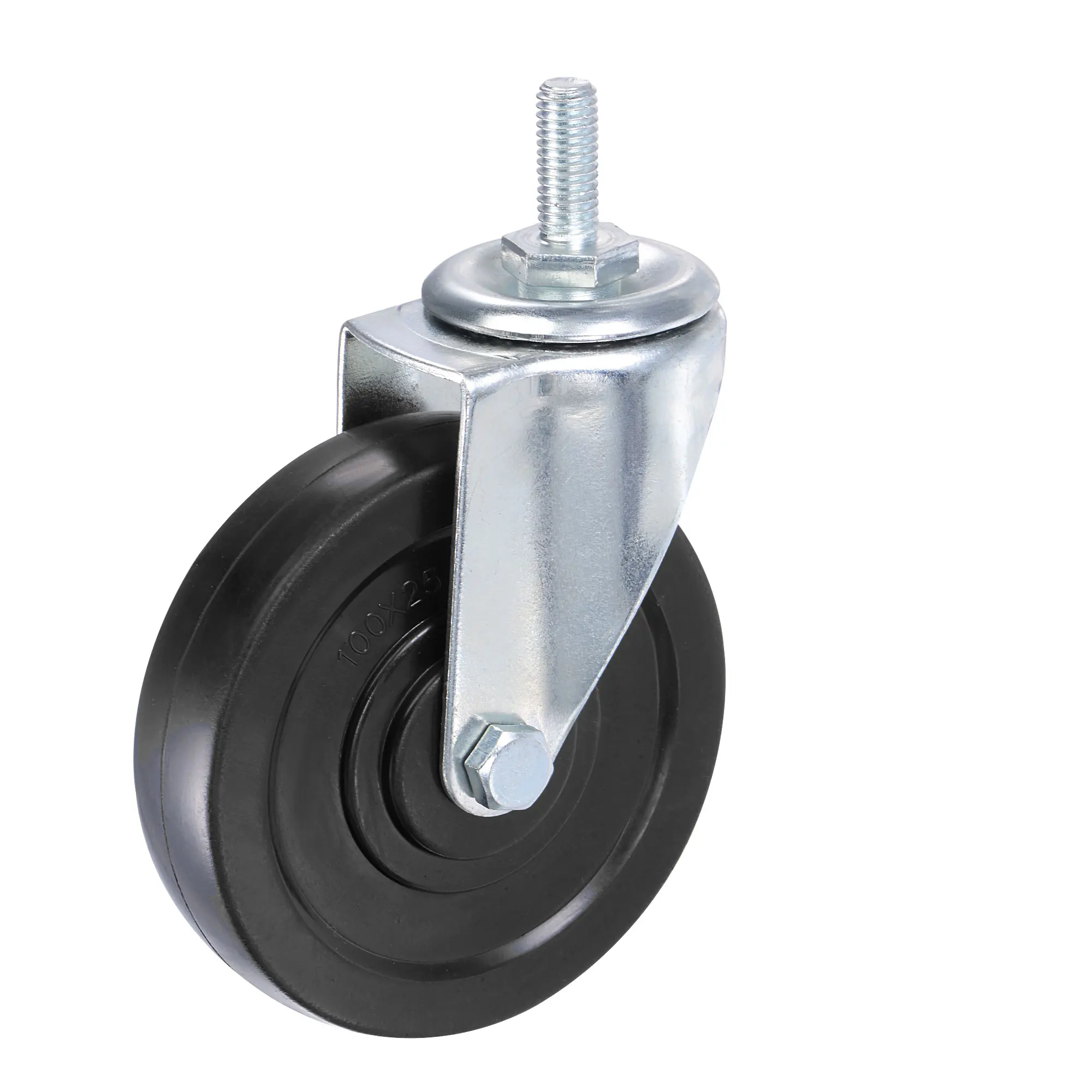 

Uxcell Swivel Stem Caster 4" Diameter 132Lbs Load Capacity, for Workbench Trolley, Rubber, Black