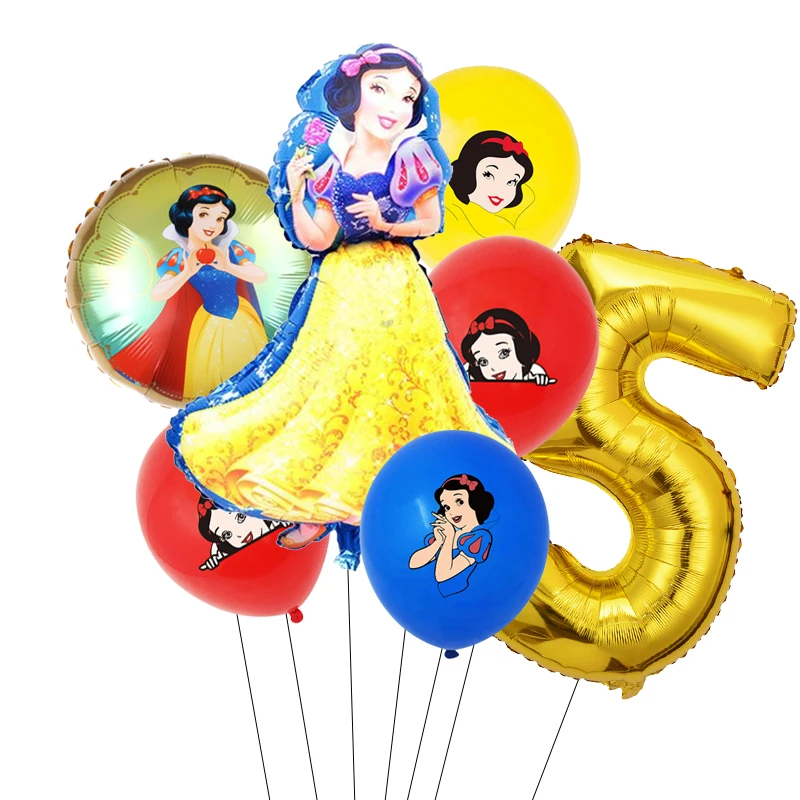 6Pcs Disney Princess oil Balloons Girl Birthday Party Decorations Snow White Theme Baby Shower Supplies Air Globos |