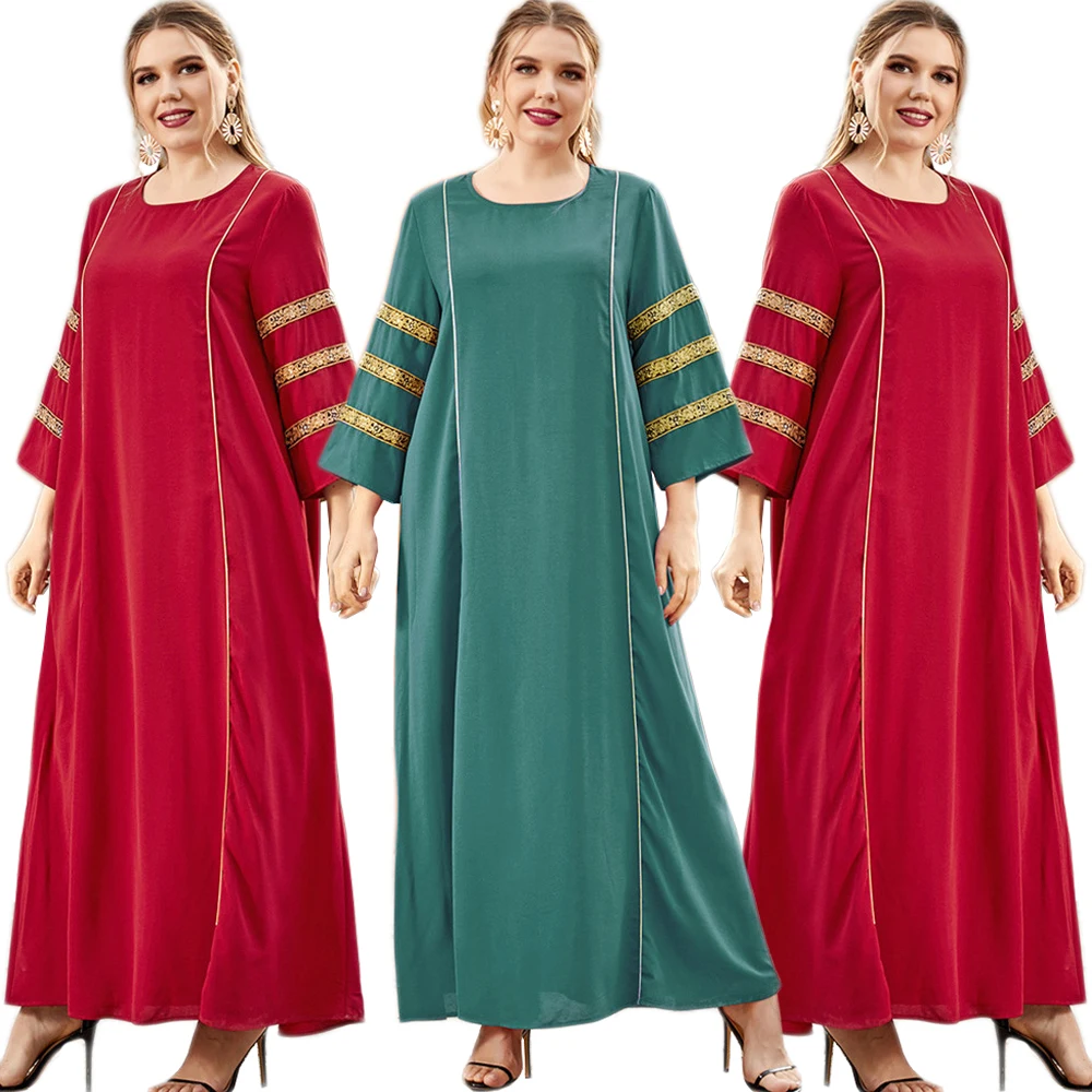 Abaya мусульманский женский хиджаб длинное платье с круглым вырезом, повседневный турецкий кафтан, арабский халат, длинное платье для вечевеч...