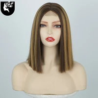 synthetic hair womens wig highlight straight bob wig middle part wigs ombre colored cosplay wigs for black girls 2021 new