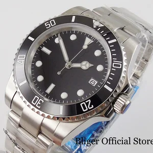 Керамическая вставка, из черной стали, для бизнеса, автоматические мужские часы дюйма, 24 камня, NH35, MIYOTA 8215, PT5000, без лупы