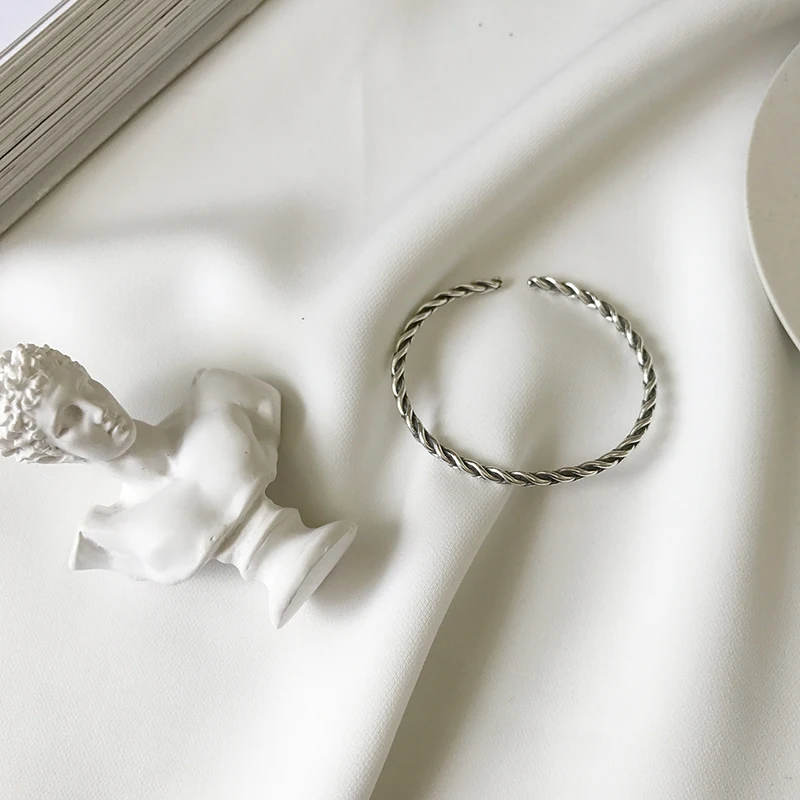 Женский плетеный браслет ручной работы из тонкого тайского серебра 925 пробы в