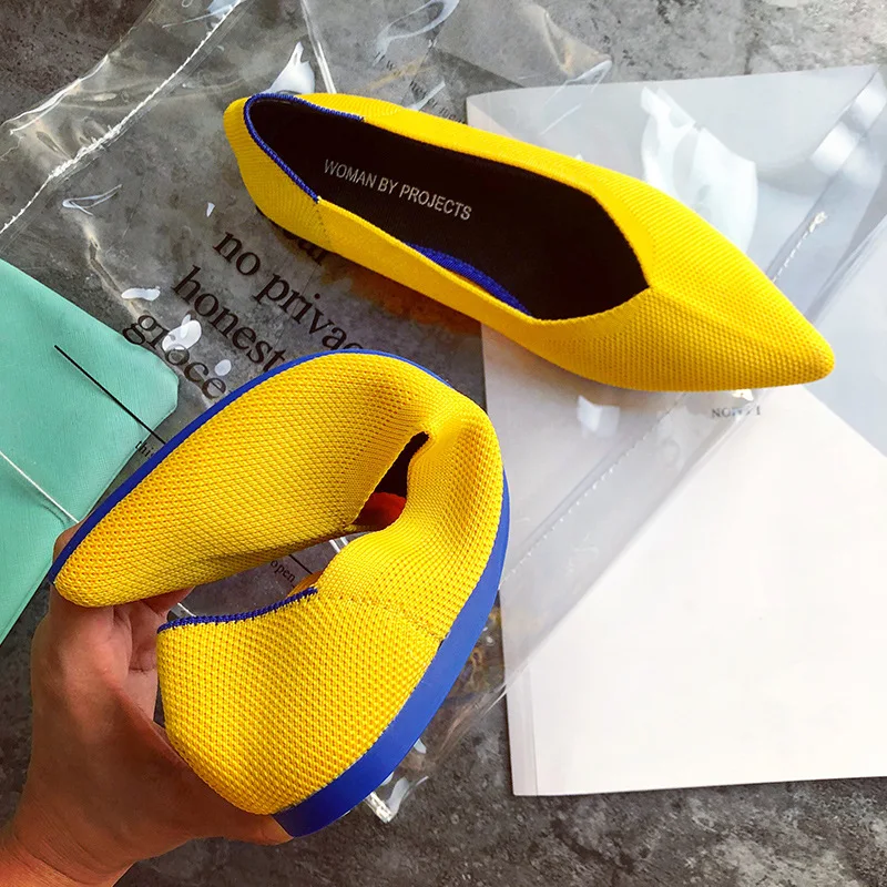 Women's Flat Shoes Ballet Single Shoes Pointed Toe flats Ladies flat Shoes Comfortable Ballet Knit De Mujer Loafers Autumn shoes