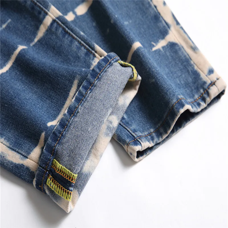 

Mens Jeans Large Size Denim Trousers Straight Loose Tie-dye Khaki Blue Fashion Four Seasons Jeans for Men 90s Boyfriend Jeans