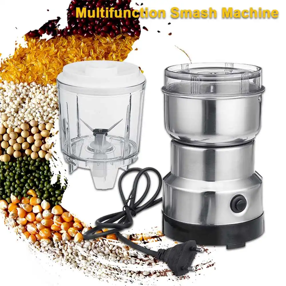 

2-In-1 Electric Coffee Grinder Kitchen Cereals Nuts Beans Spices Grains Grinder Machine Multifunctional Portable Blender Juicer