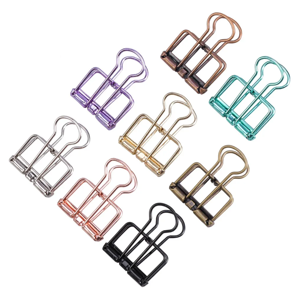 

8pcs Metal Hollow Wire Binder Clips Organizers Paper Photo Clips for Office Bill File