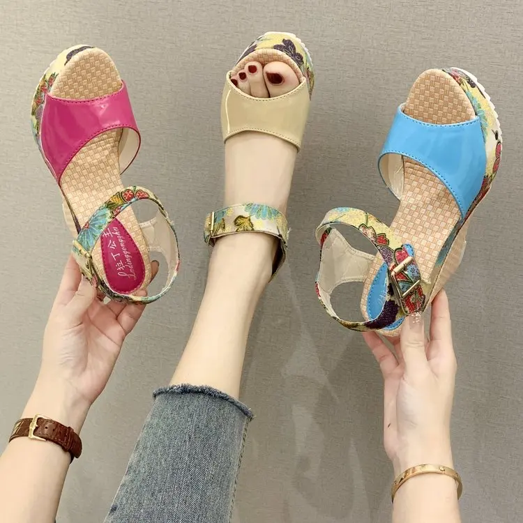 

Women Sandals Summer Platform Wedges Casual Shoes Woman Floral Super High Heels Open Toe Slides Slippers Sandalias Zapatos Mujer