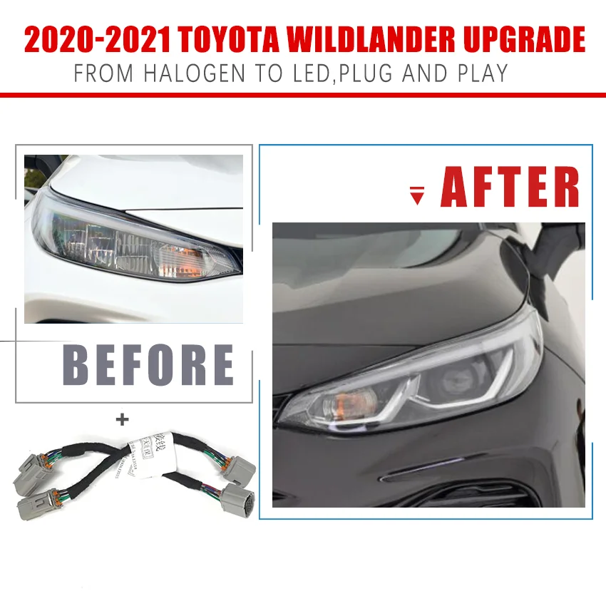 

YCK автомобиля модернизация фар передачи жгута проводов фары изменить в течение 20-21 Toyota Wildlander от галогенных к светодиодный Plug And Play