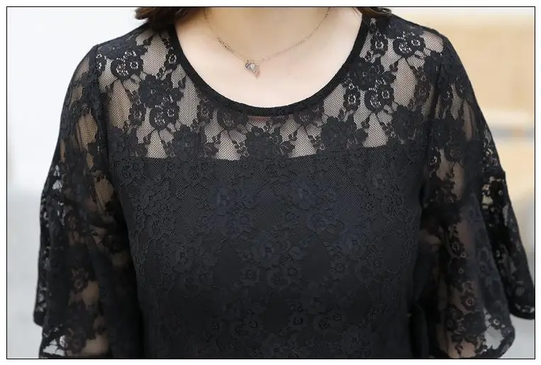 

3XL-9XL 2020 Plus Size Summer Flare Sleeve Lace Dress Women Casual Loose Office Dress Elegant 6XL 7XL Large Size Party Vestidos