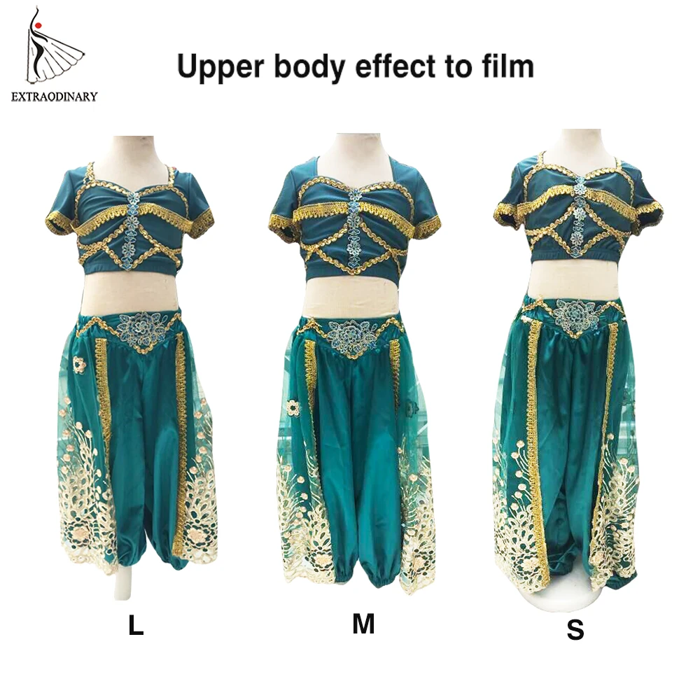 Комплект костюма для танца Болливуда Sari девочек одежда индийских детей живота