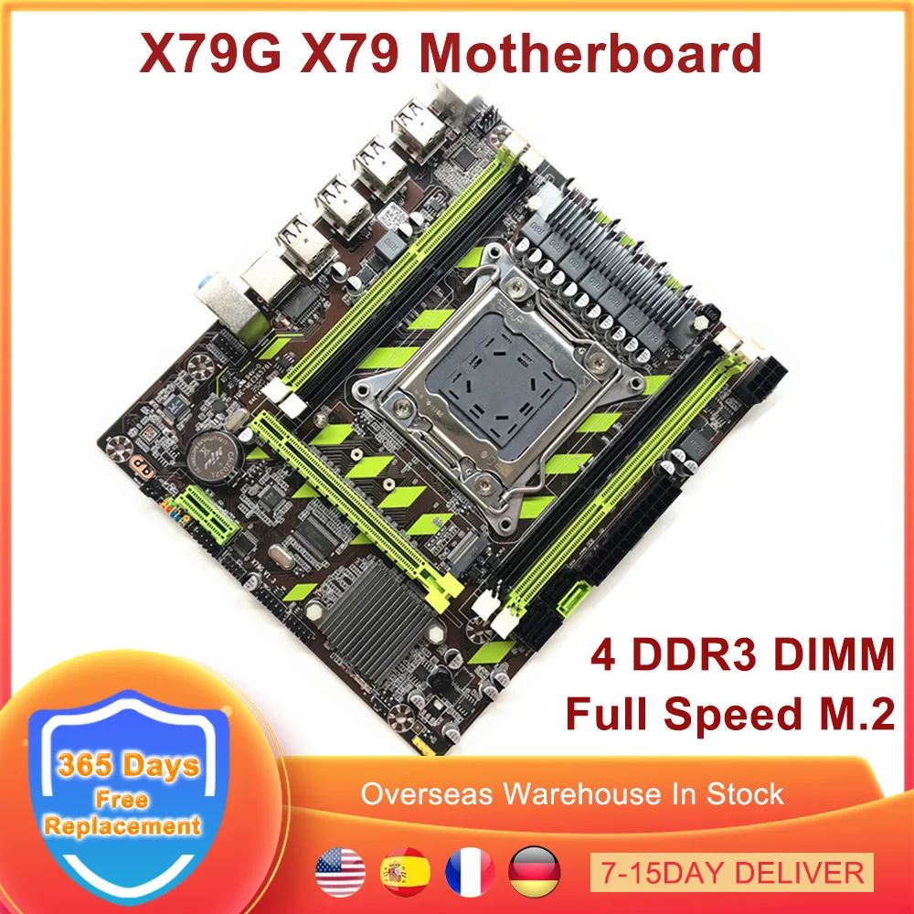 

Материнская плата X79 LGA 2011 USB2.0 SATA3 PC3, материнская плата для ПК, игровая поддержка памяти REG ECC и процессора Xeon E5 DDR3 PCI-E NVME M.2
