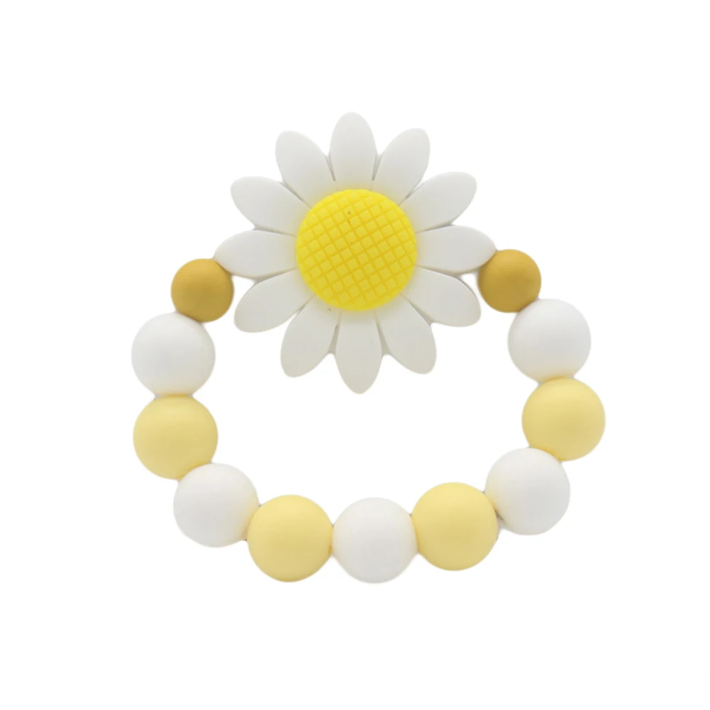 

Colorful Beads Sunflower Bracelet Soft Silicone Baby Teether Chew Teething Toy Natural stop Sucking Thumb Toy