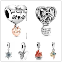 original 925 sterling silver love you mum heart thanks for being my mum charm beads fit pandora bracelet necklace jewelry