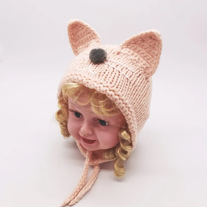 Осенне-зимний вязаный для новорожденных шапки вязаные крючком шапочки Детские