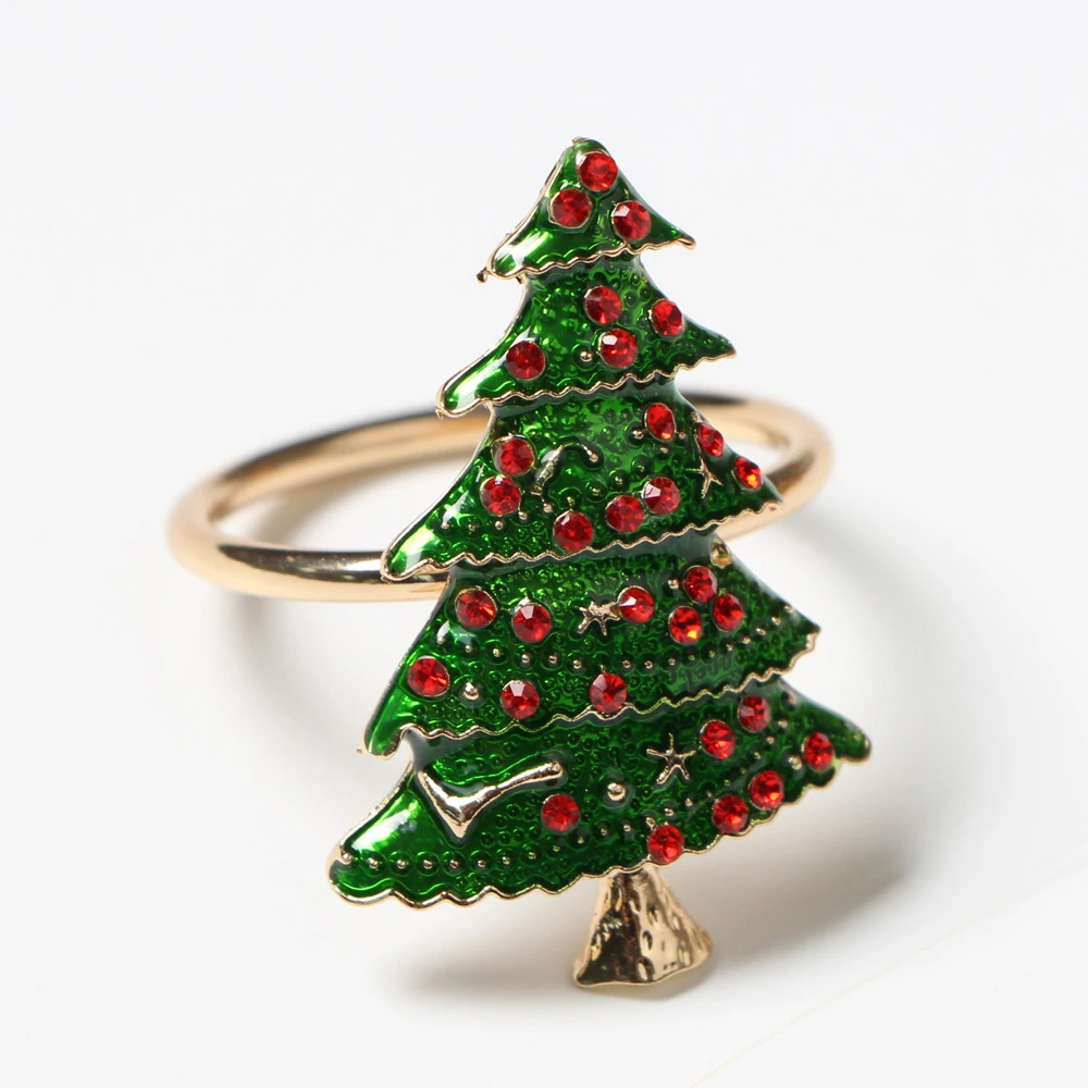 

High-end Christmas Tree Napkin Ring Bow Flower Wreath Mouth Ring Hotel Sample Room Set Table Christmas Napkin Buckle