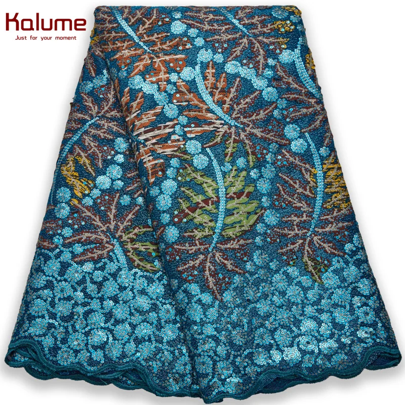 

Kalume Wax Sequins African Wax Lace Fabric High Quality Nigerian French Wax Lace Fabric For Diy Sew Party Wedding Cloth F2733