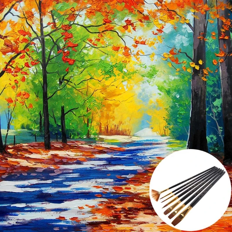 

Different Shape Nylon Hair Paint Brush Artist Oil Watercolor Professional Supply