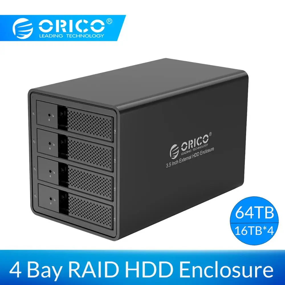 ORICO 4 bay 3,5 дюйма USB 3,0 на SATA HDD корпус Поддержка 64 ТБ HDD док-станция чехол со встроенным адаптером питания HDD Чехол