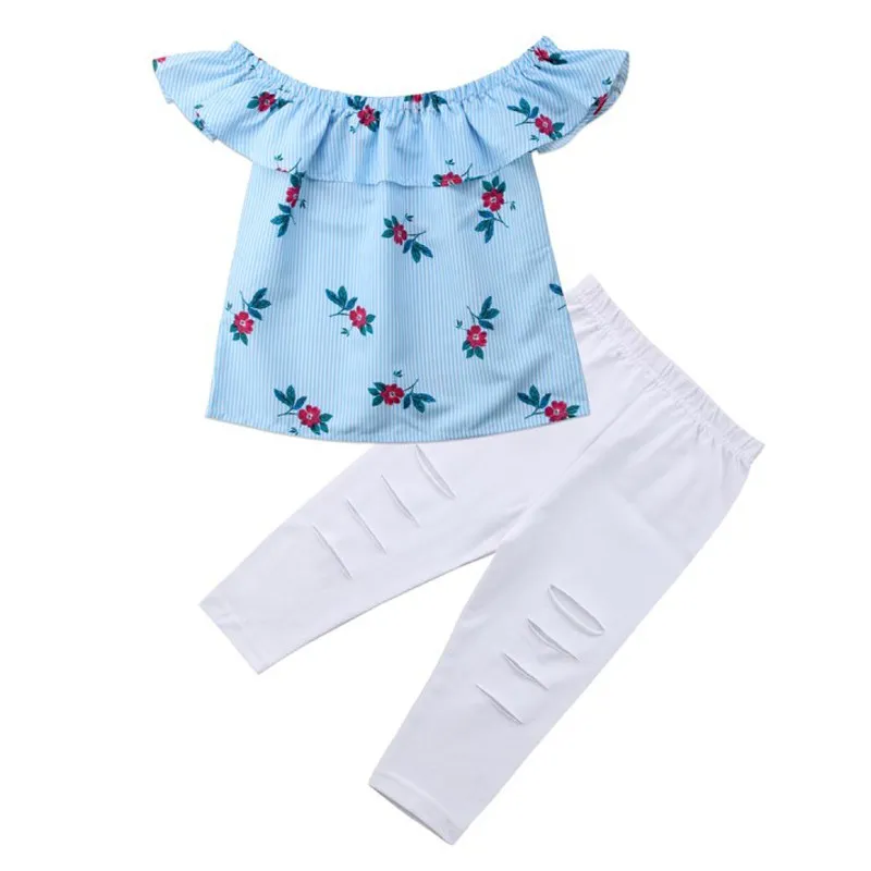 2pcs/set Parent-Child Set Summer Fashion Sweet Flower Pattern Tops Long Pants Concise Girl's 0-24M Newborn Baby Clothes | Мать и