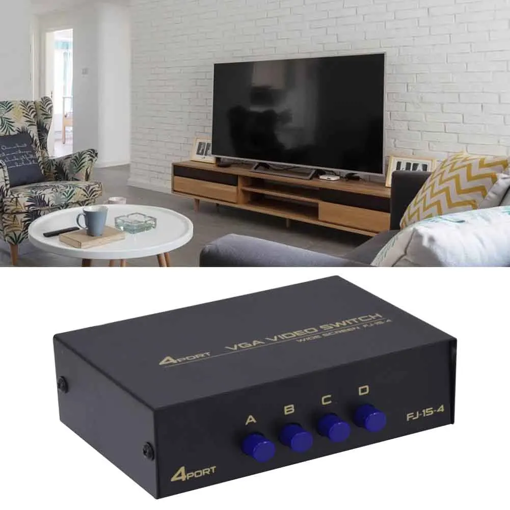 

4 Ports Accessories Metal USB 2.0 KVM Switch Displayport Hub Sharing Selector Stable For Computer TV Projector VGA Plug And Play