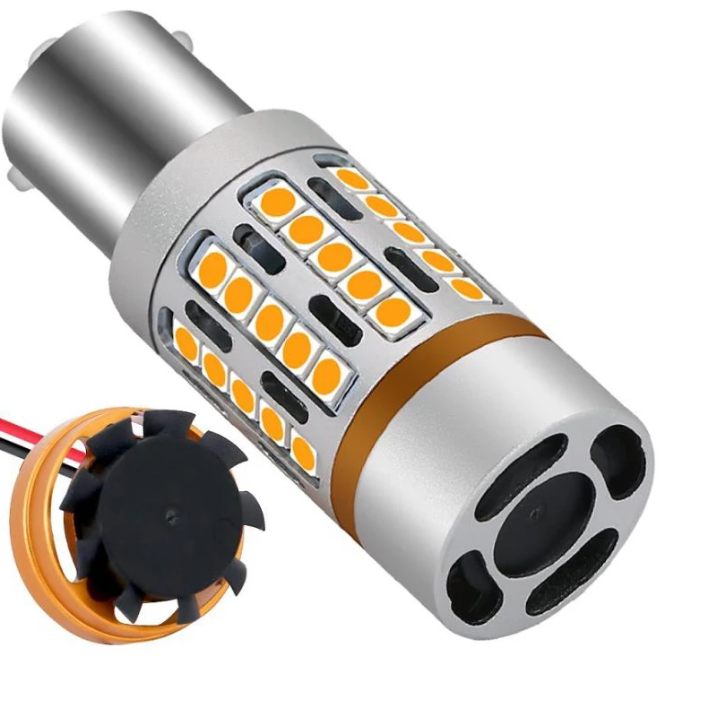 Car LED Light 1156 3156 7440 45SMD Decoding Turn Signal Brake with Fan to Prevent Stroboscopic Accessories | Автомобили и