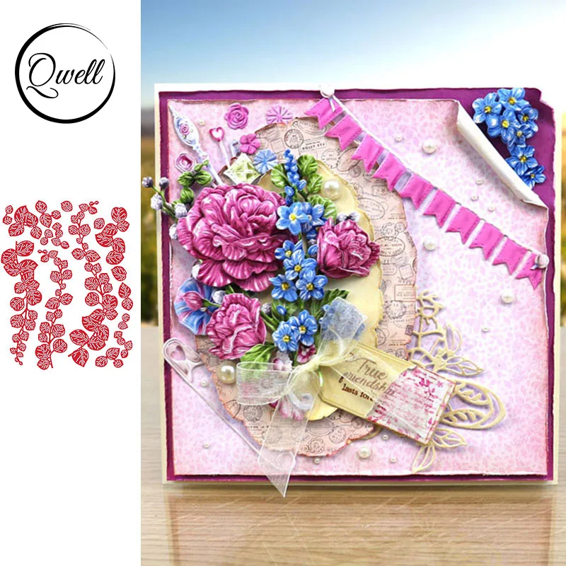 Штампы для вырезания листьев QWELL скрапбукинга и изготовления открыток тиснения