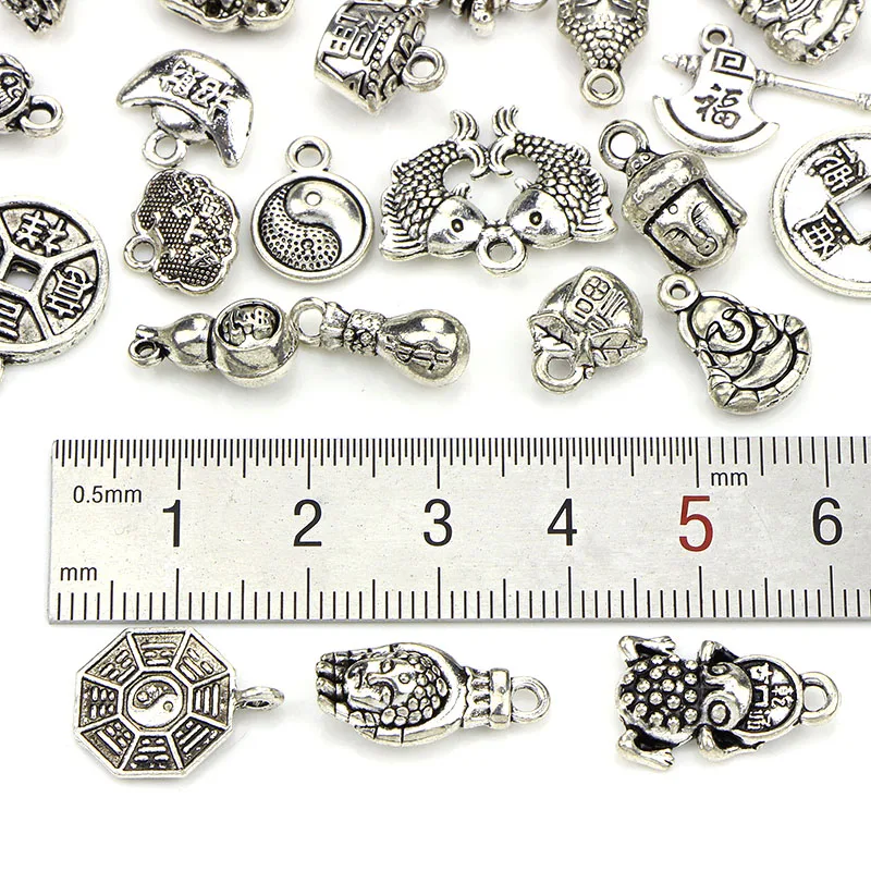 

40Pcs/set Coin Pendant Charm Tibetan New Pendant Chinese StyleDIY Bracelet Necklace Craft MakingDIY
