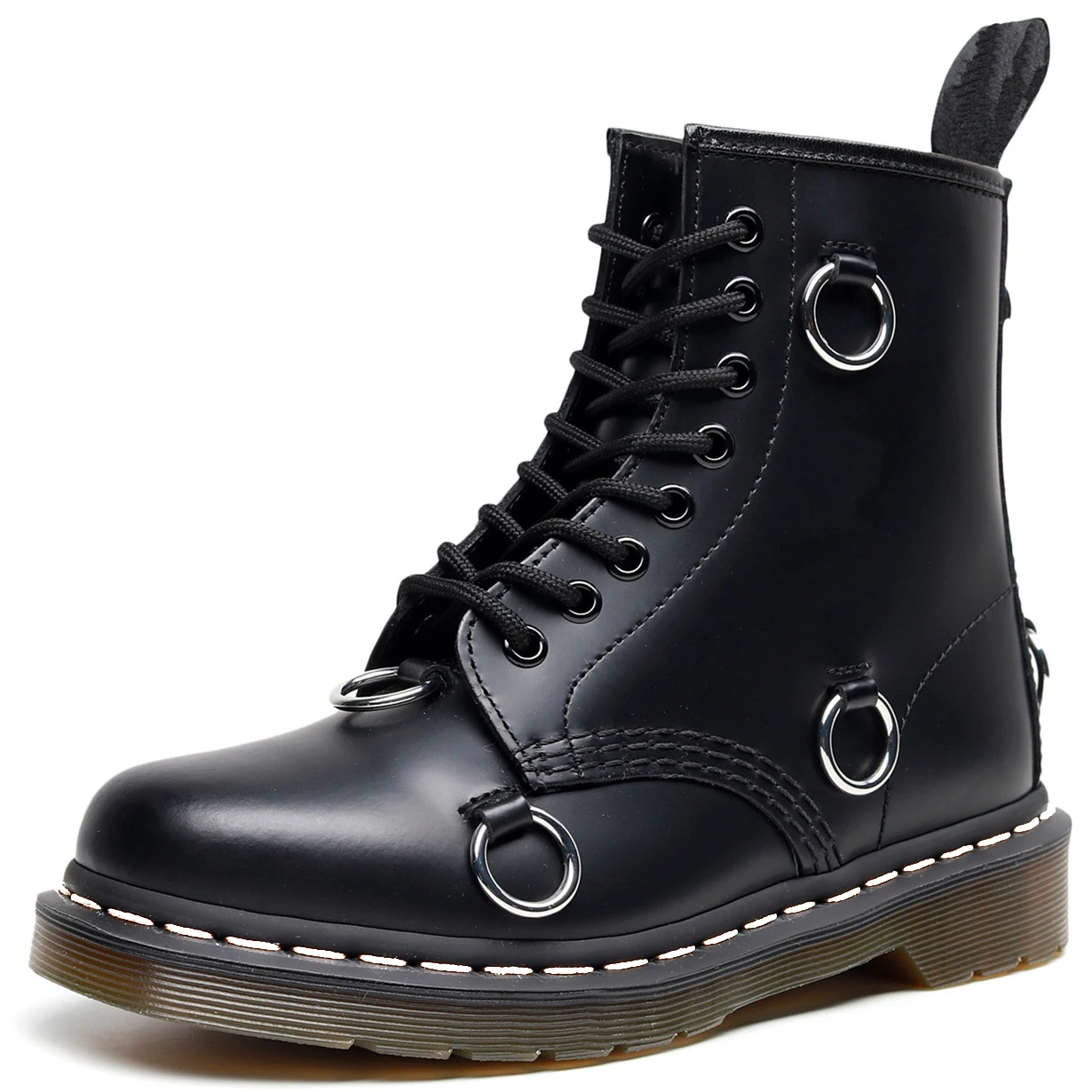

Women Leather Short Boots High Top Fashion Winter Warm Snow Boots Punk Gothic Shoes Ankle Boots Black Couple Unisex Men Booties