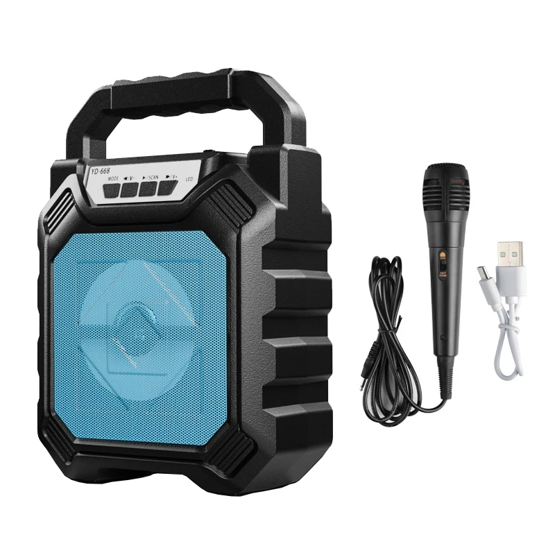 Беспроводная акустическая система Bluetooth для домашнего караоке с функцией TF-карты, USB, AUX и FM, портативная для использования на открытом воздухе.